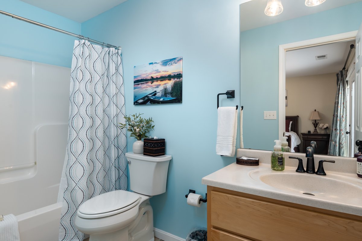 Primary bathroom with tub, shower and vanity